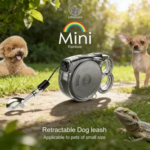 Small Dog Cat Retractable Leash 10ft, Button Lock Anti-Pull Rope, Lightweight Build Reflective Nylon Tape, Anti-Tangle, Safe Walk