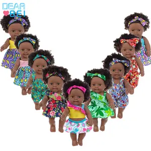 12inch Soft Rubber Reborn Doll with Afro Hair 30CM African Black Doll Cute Baby Comfort Toy Doll Wholesale