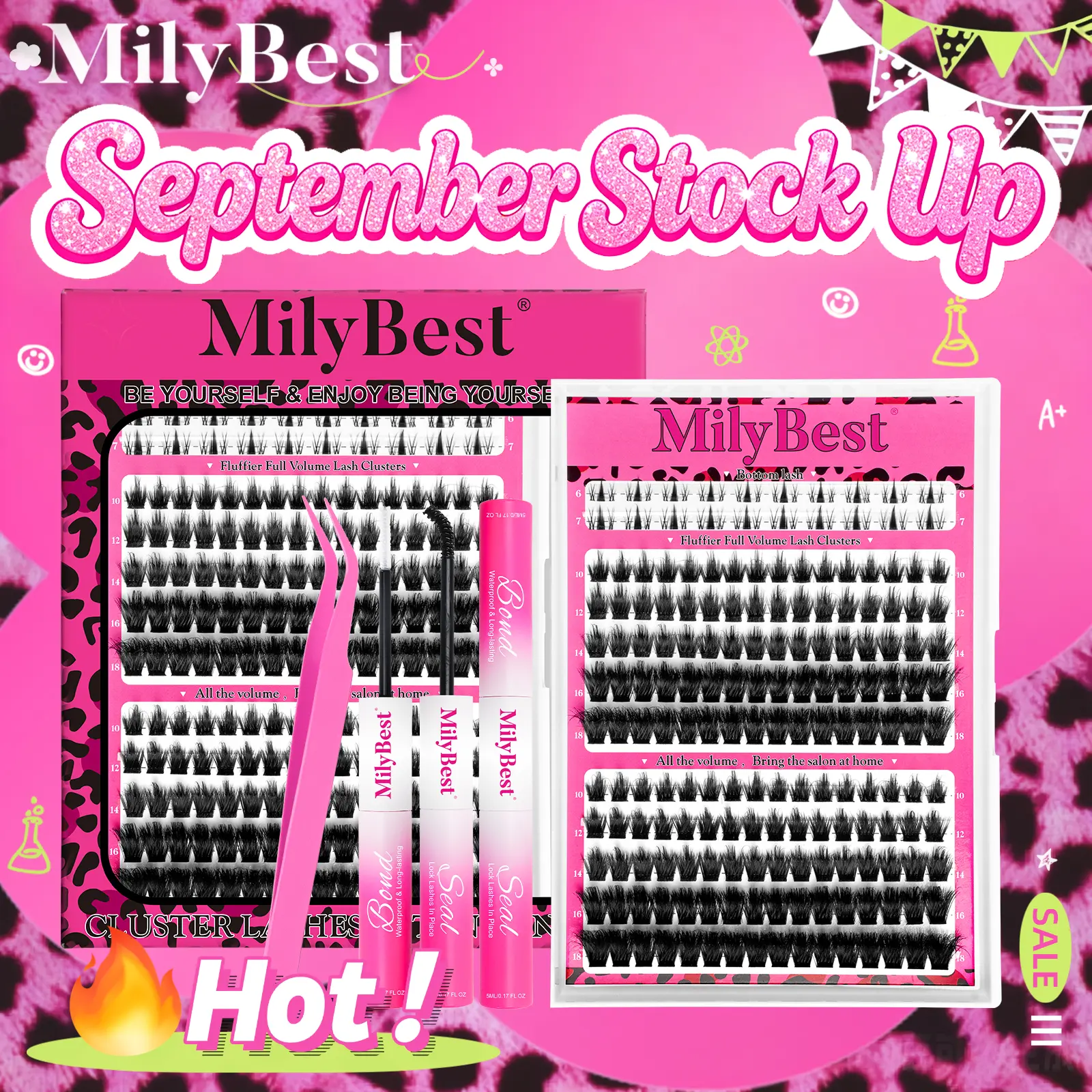 MilyBest Cove Wispy Manga Cluster Lashes Kit – Cosmetic DIY Eyelashes Extensions for Beginners, 10-18mm D Curl Mixed Length, Upper & Bottom Natural Fluffy Lightweight, with Bond, Seal, Glue & Tweezers for Makeup Tutorials，animelashes,tiktokshopstockup