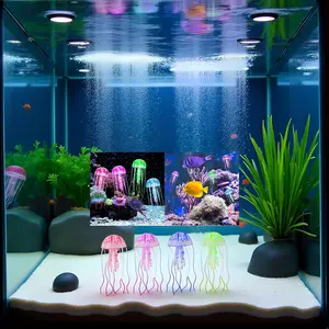 Floating Artificial Jellyfish Aquarium Decor, Transparent Soft Gelatinous Decoration, Fish Tank Ornament, Colorful Floating Water Creature