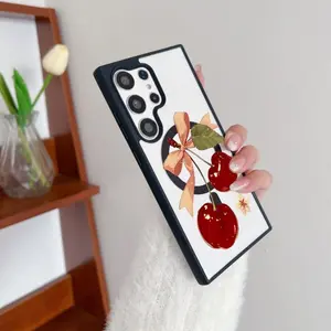 Red cherry bow Magnetic Case Compatible with S25 Ultra/S24/S23/S22 Plus Shockproof Slim Protective Phone Case MKLS9