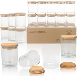 20 Pack 7 OZ Clear Thick Glass Candle Jars with  - Bulk Empty Candle Jars for Making Candles - ,  Containers.