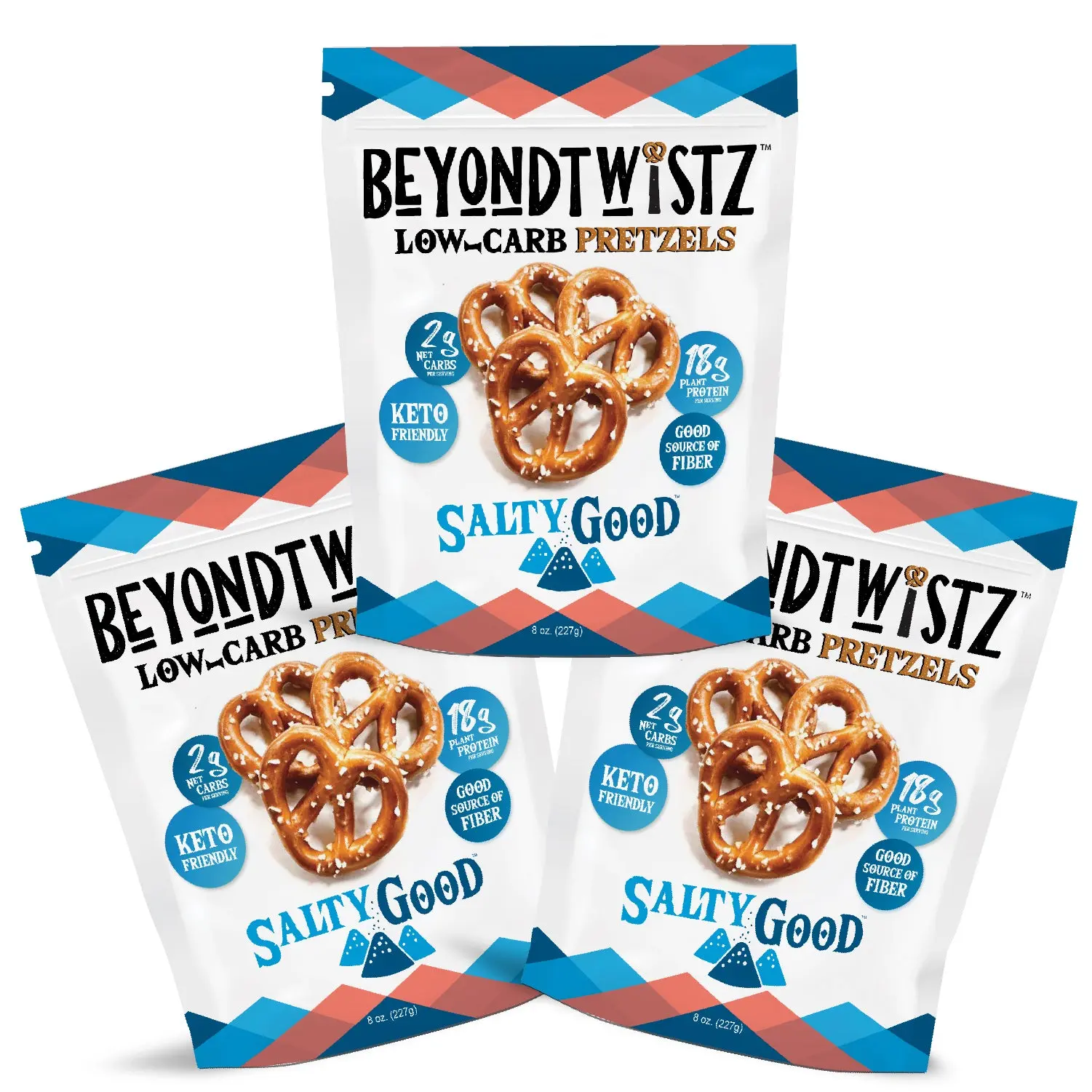 BeyondTwistz High Protein, Low Carb Pretzels, 8 oz bags (3 Pack)