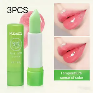 Set of 3, Aloe Vera Lipstick Gift Collection, Color Adaptive Moisturizing Lip Balm, Calming Hydration Each, Lip Care Featuring Temperature- Color with Plant Squalane