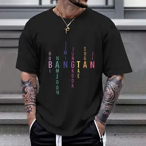 2026 Hot Bangtan Boys Name T-Shirt Jimin Jungkook Tae Suga Namjoon Hobby Jhope Jhope Jin Bangtan Korea Print T-Shirt Women's T-Shirt Top Tees Casual