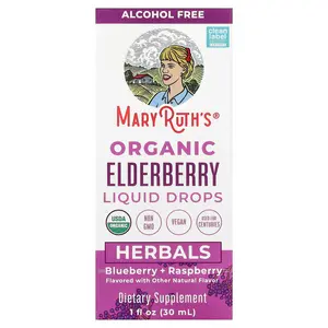 MaryRuth's Organic Elderberry Liquid Drops, Blueberry + Raspberry, Alcohol Free, 1 fl oz (30 ml)