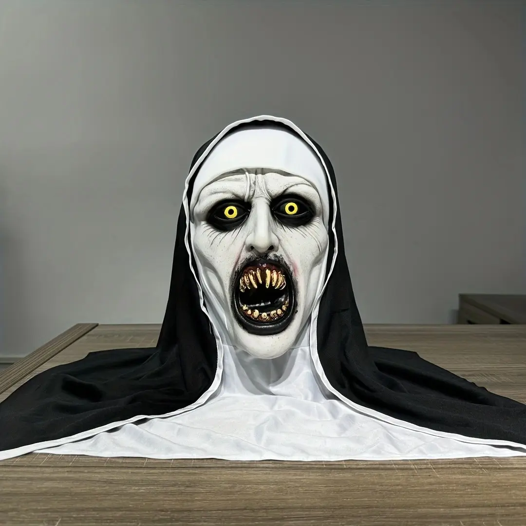 Halloween Witch and Wizard Theme Headscarf Mask, Mask Cosplay, Terror Scary Spooky Latex Full Head Costume Accessory, Devil Horror Role Play Party Prop, Scream Mouth Design, No Power Required