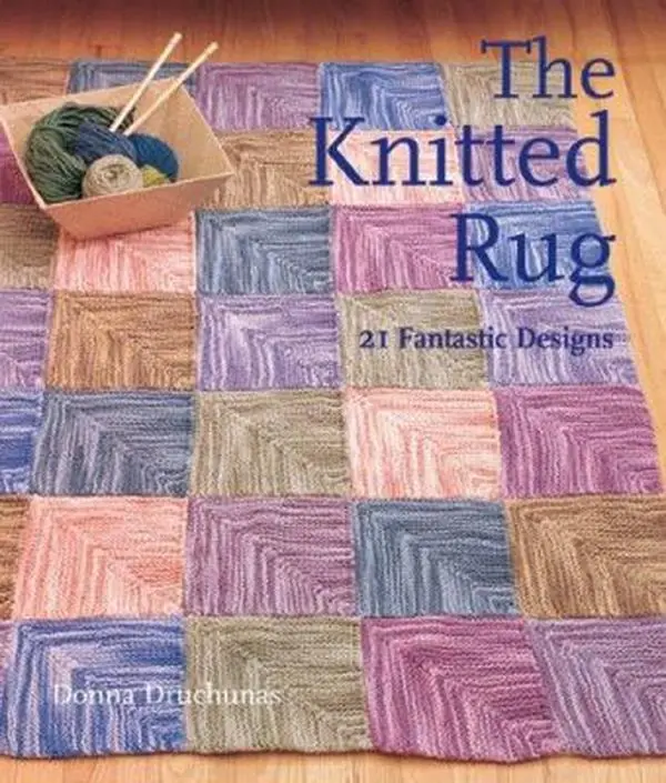 Used Knitted Rug Book - 21 Fantastic Designs by Donna Druchunas, Soft Cover English Tutorial & Manual on Knitting Techniques for Knitting Enthusiasts & Beginning Knitters, Crafting Projects
