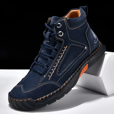 Men's High-Top Unisex Outdoor Trekking Footwear - Suede, Mesh, PU Leather and TPU Upper, Rubber Anti-Slip Sole, Breathable Lace-Up Secure Fit Men's Shoes for Hiking, Walking Outdoor Activities