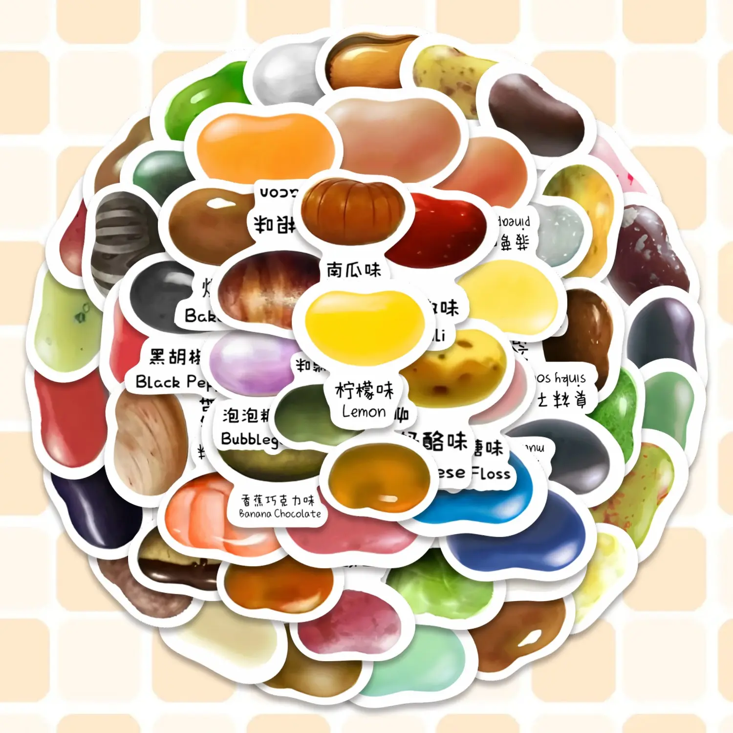 65pcs Realistic Gummy Candy Flavor Stickers Pack, Waterproof Cute Food Label Decals for Laptop, Water Bottle, Journal & Scrapbook, Sweet Lover Gift