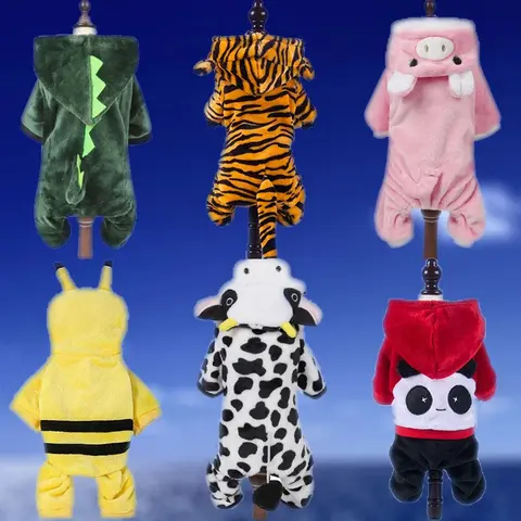 Flannel Pet Costume – Warm Tiger & Dinosaur Role-Play Outfit for Cats and Dogs, Autumn/Winter Clothing