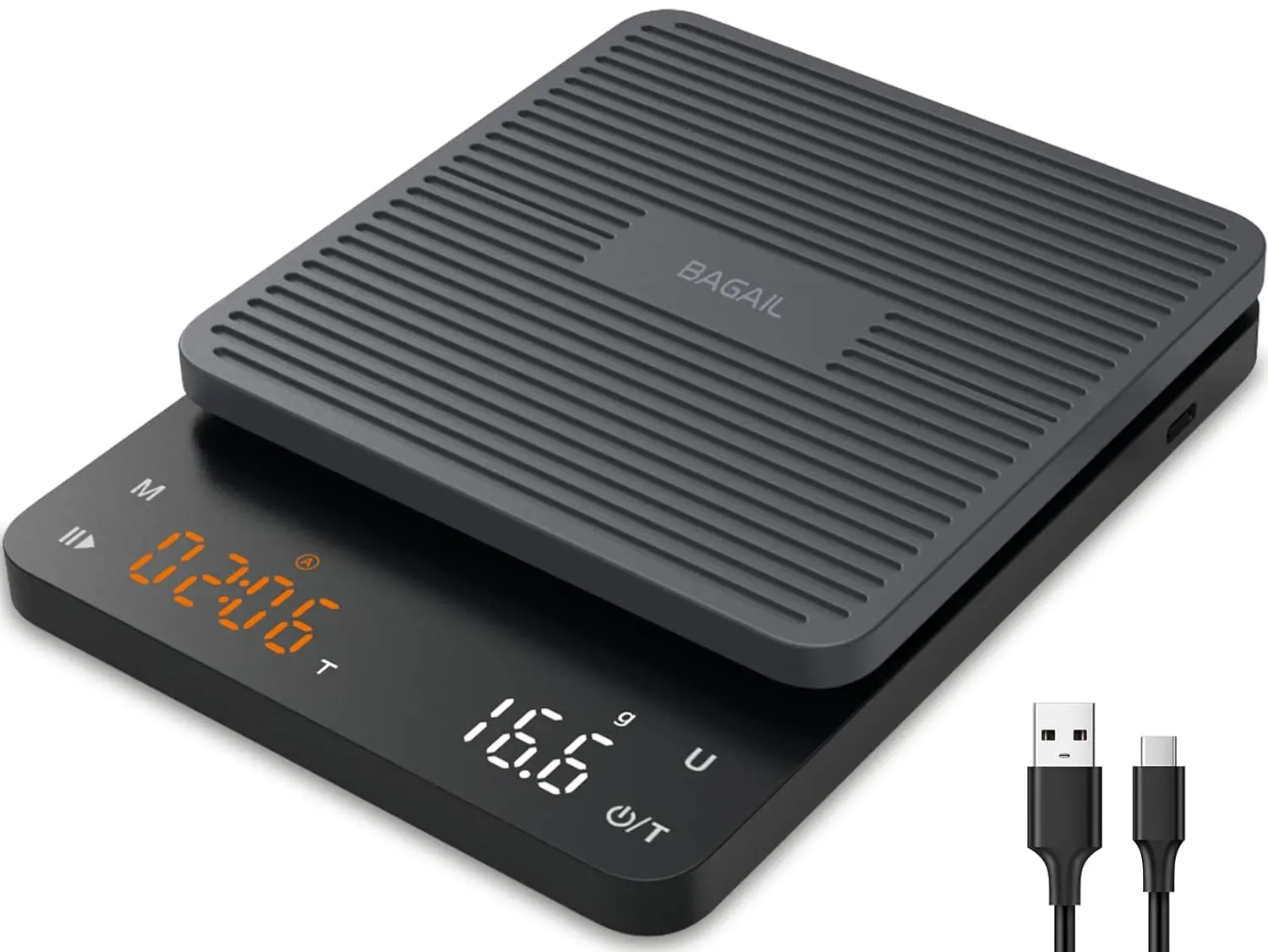 BAGAIL Coffee Scale with Timer, 0.1g/3kg Precision | For Drip Espresso & Pour Over, Rechargeable, Clear LED Display, Auto Tare, Waterproof Silicone Cover, Charging Cable Included,back to school,back to school haul