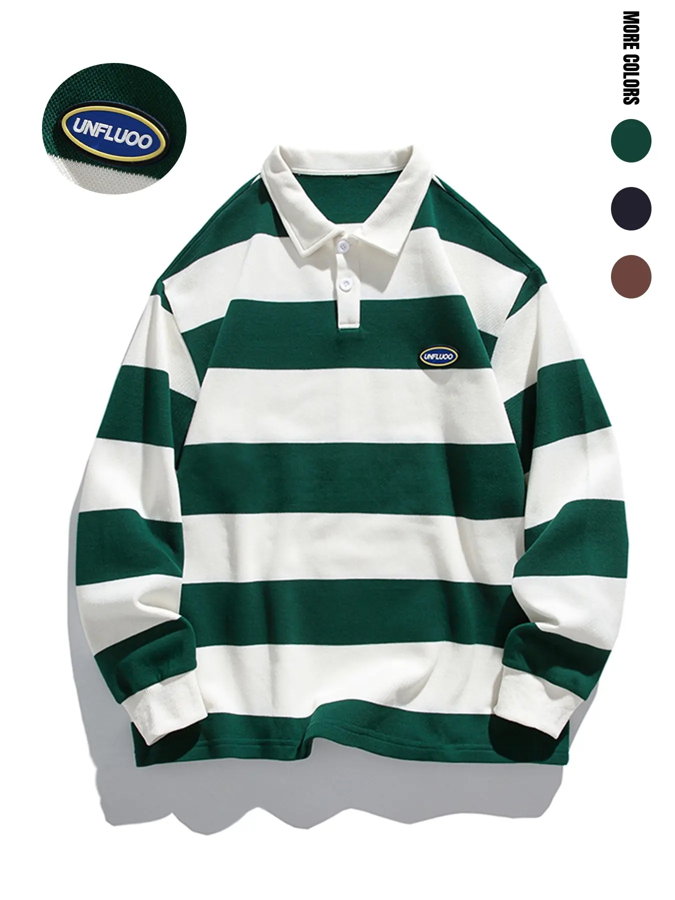 Gen Z Men's Striped Polo Shirt, Comfortable Loose-Fit Preppy Style, Perfect for Spring & Fall, Ideal for School & Outdoor Activities