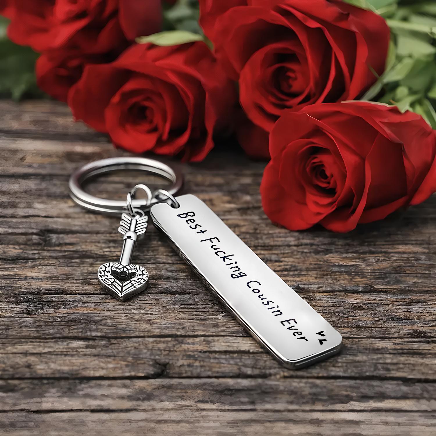 Stainless Steel Best Friend Keychain Accessories - Custom Text Letters Love Statement Keychain for Women, Engraved "I Fucking Love You" Funny Adult Birthday Christmas Friendship Gift for Him/Her, Custom Text Keychains
