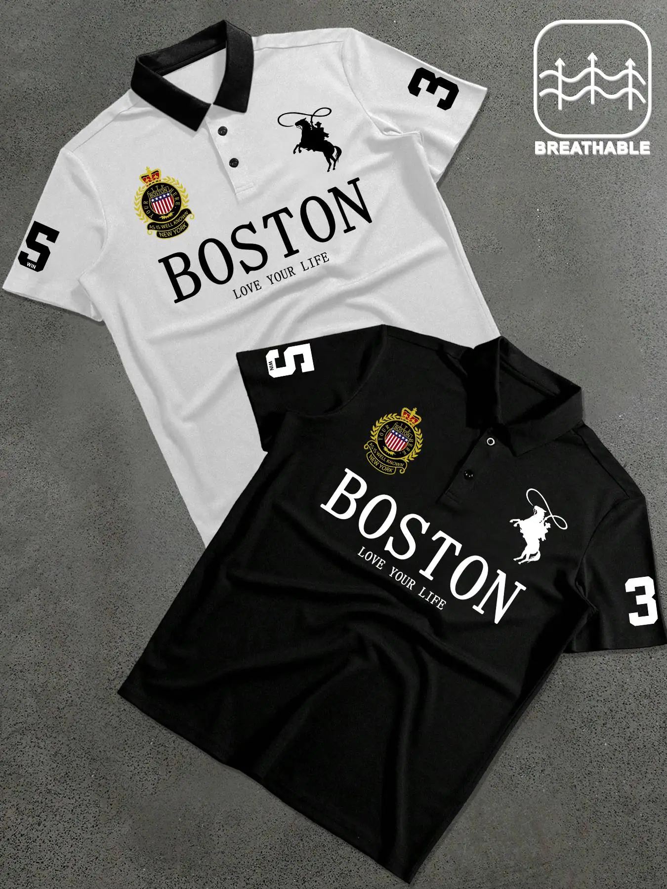 Men's Letter & Number Print Polo Shirt, Regular Fit Casual Short Sleeve Top for Daily Outdoor Wear, Fashion Men's Clothes for All Seasons