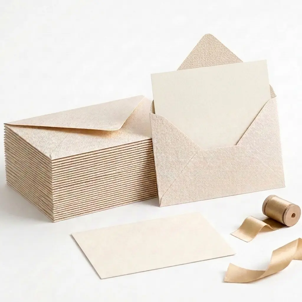 Spiritlink 20pcs Rectangular Embossed Texture Linen White Envelopes, 16.4x11cm (6.46x4.33in), 250gsm Thick Paper, Sealing Easy, Heavy Duty, Ideal for Wedding Invitations, Birthday Greetings, Office Stationery Supplies, Baby Showers, Business Letters