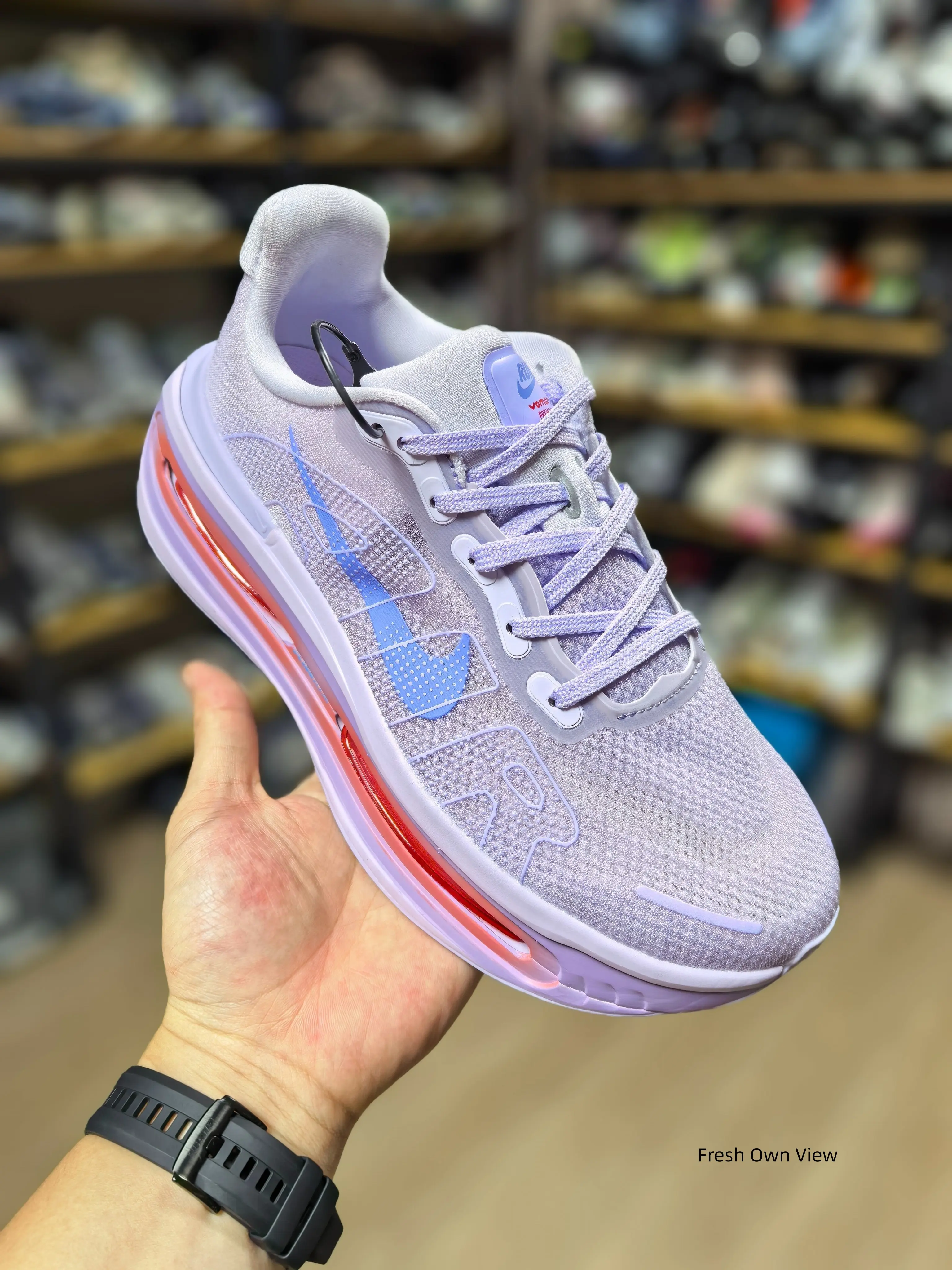 Fashion Light Purple Gradient Mesh Athletic Sneakers Lightweight Shock Absorb Marathon Running Shoes For Daily Workout