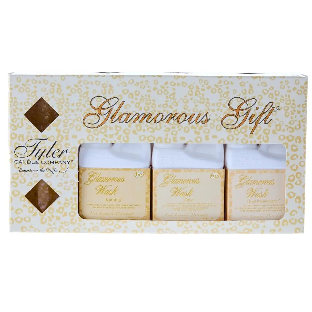 Glamorous Gift Set- (3) 4oz Laundry Wash, 3 Votive Candles