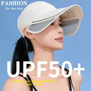 Outdoor sun hat golf sun protection sun hat women's summer wide brim sports empty top pull-up cap
