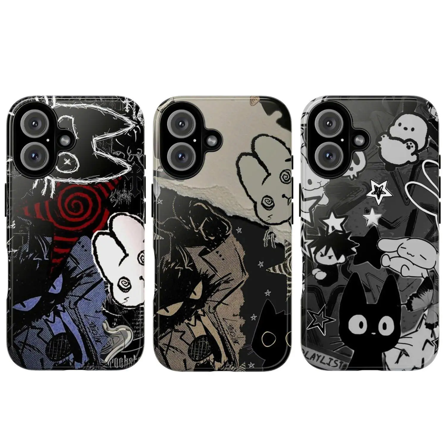 Whimsical Black Cats Phone Case for Girls, Compatible for IP 17 16 15 14 13 12 11 Pro Max XR Xs, Adorable Phone Cover for Women Girls, Cute Black Cats Design, Shockproof Heavy Duty Protective Cover