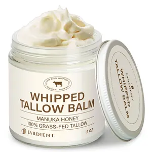 Beef Tallow Balm for Skin 100% Grass-Fed Beef Tallow Moisturizer for Face & Body - Organic Cream with Olive Oil & Manuka Honey 2oz Skincare Comfort