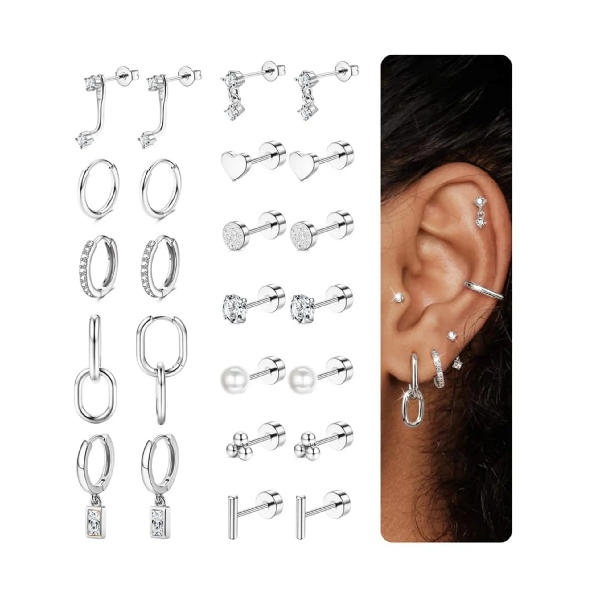 Silver  12 pairs E1377