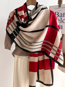 Color Block Striped Scarf Faux Shawl Soft Warm Wrap Shawl for Women Casual Outdoors