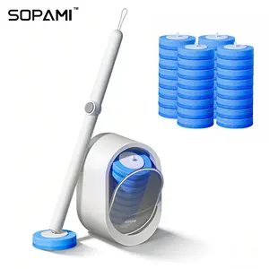 SOPAMI Disposable Toilet Brush Set - Hygienic Bathroom Cleaning Tool with Self-Cleaning Head & Wall Mount Holder
