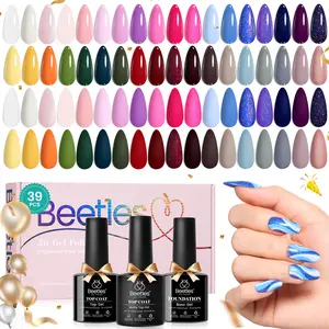 Beetles Gel Polish Colors of Life 36 Colors Palette Pastel Neon Bright Pink Yellow Blue Sparkle Glitter Versatile Color Gel Polish with Base Matte and Glossy Top Coat Soak Off All Seasons Gift for Women Girls
