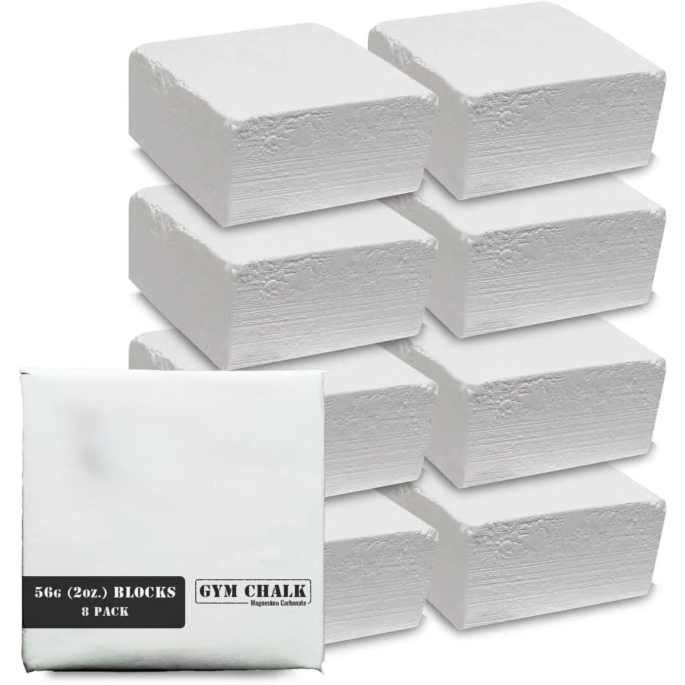 Gym Chalk Blocks - Pure Magnesium Carbonate Chalk For Weightlifting, Rock Climbing & Gymnastics, No Blisters & Tears (8 Pcs, 56g)