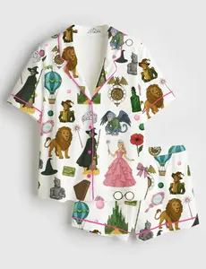 Women’s Wicked Short Sleeve Satin Pajama Set, Unique PJs with Design, Matching Family Sleepwear Set, Satin Pajama Set For Men Women Kids