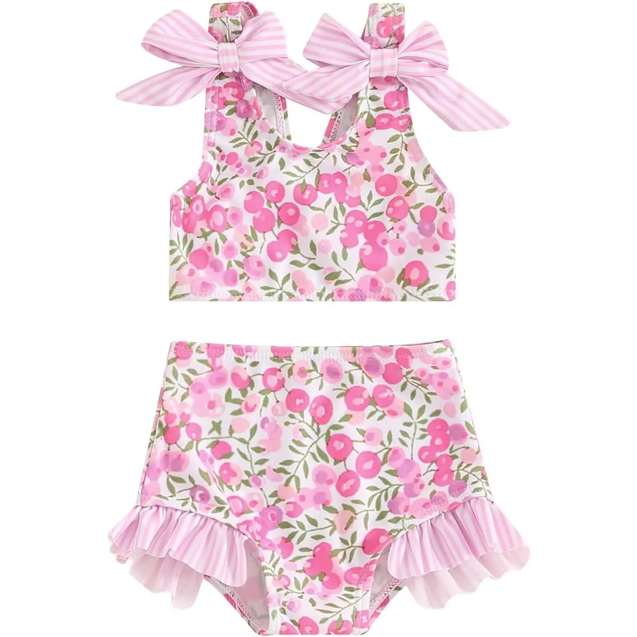 Toddler Girl Bathing Suits Baby Bikini Swimsuit Girls Two Piece Bow Tank Top Shorts Swim Suit Baby Girls' Swimwear