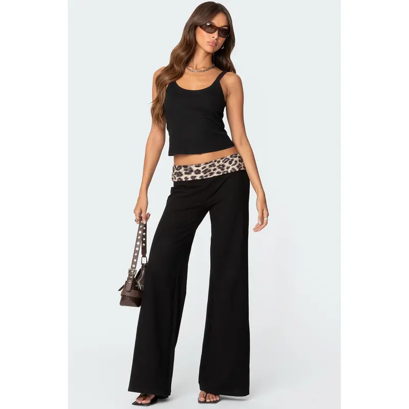 Leopard Foldover Pants