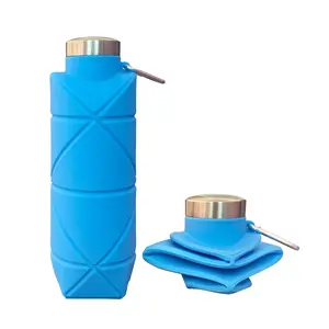 Outdoor Food-Grade Silicone Water Bottle, Portable Sports Water Bottle, Rhombus Foldable Silicone Cup, Ideal for Hiking and Camping, Hydration Bottle, Sports Drinking Bottle, Workout Water Bottle