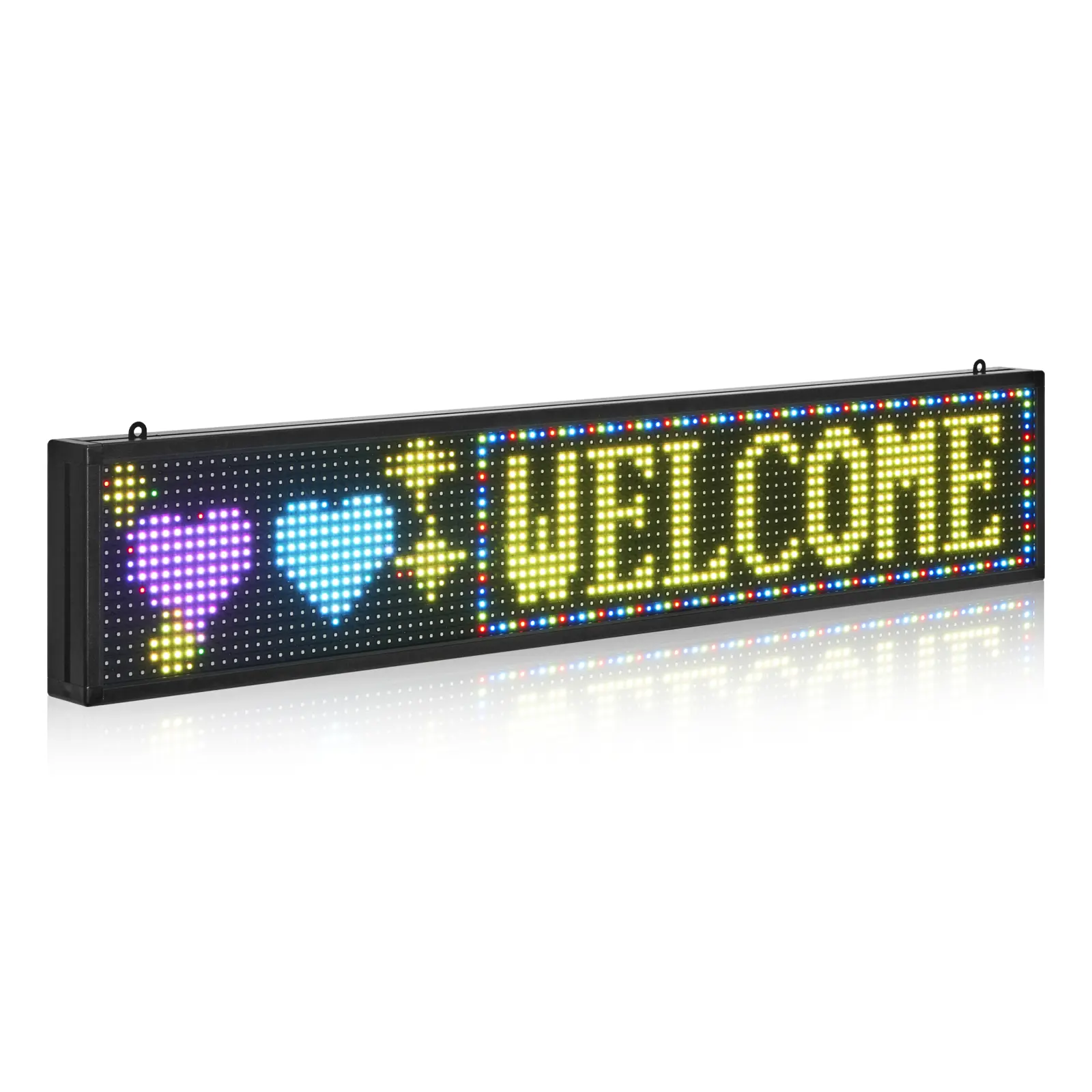 VEVOR Programmable LED Sign, P10 Full Color Flexible Digital Scrolling Panel, DIY Custom Text Pattern GIF Display Board, Bluetooth APP Control Message Shop Sign for Store Business Advertising, 40x8 in
