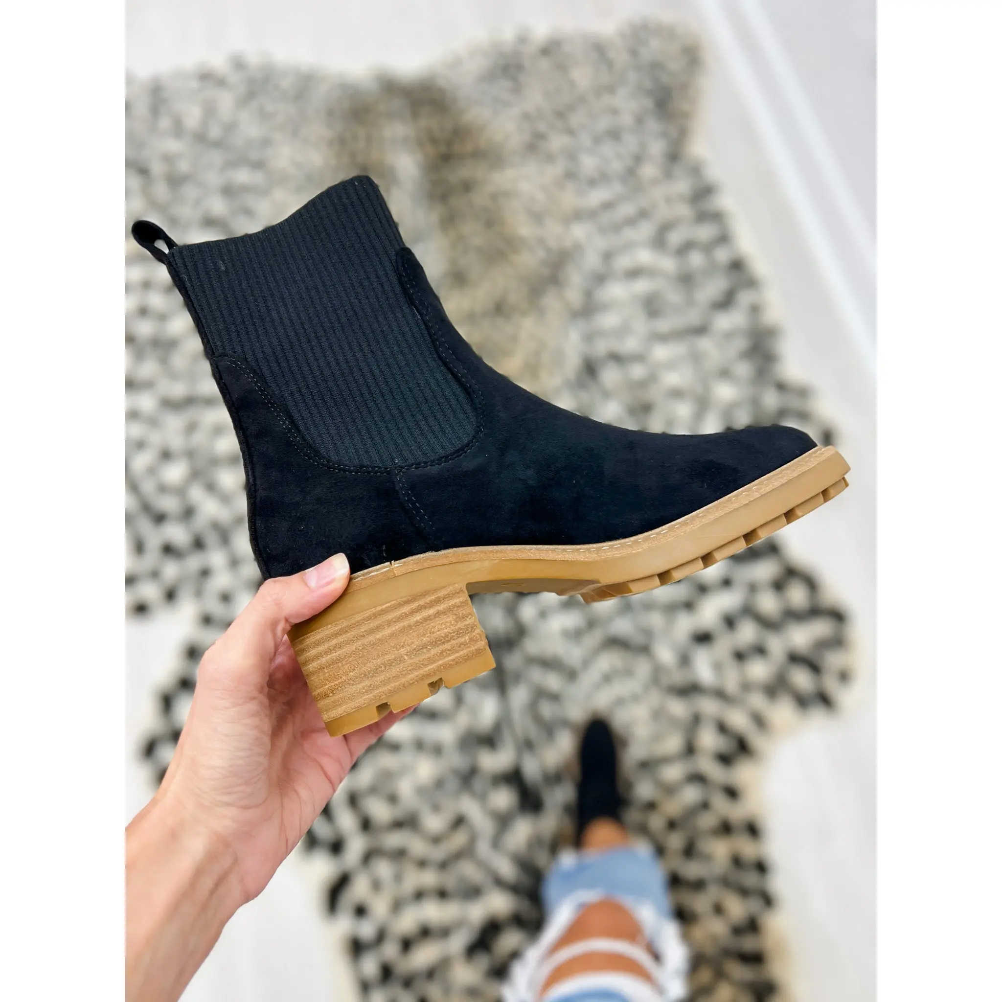 Corkys Goodness Gracious Boots in BLACK FAUX SUEDE