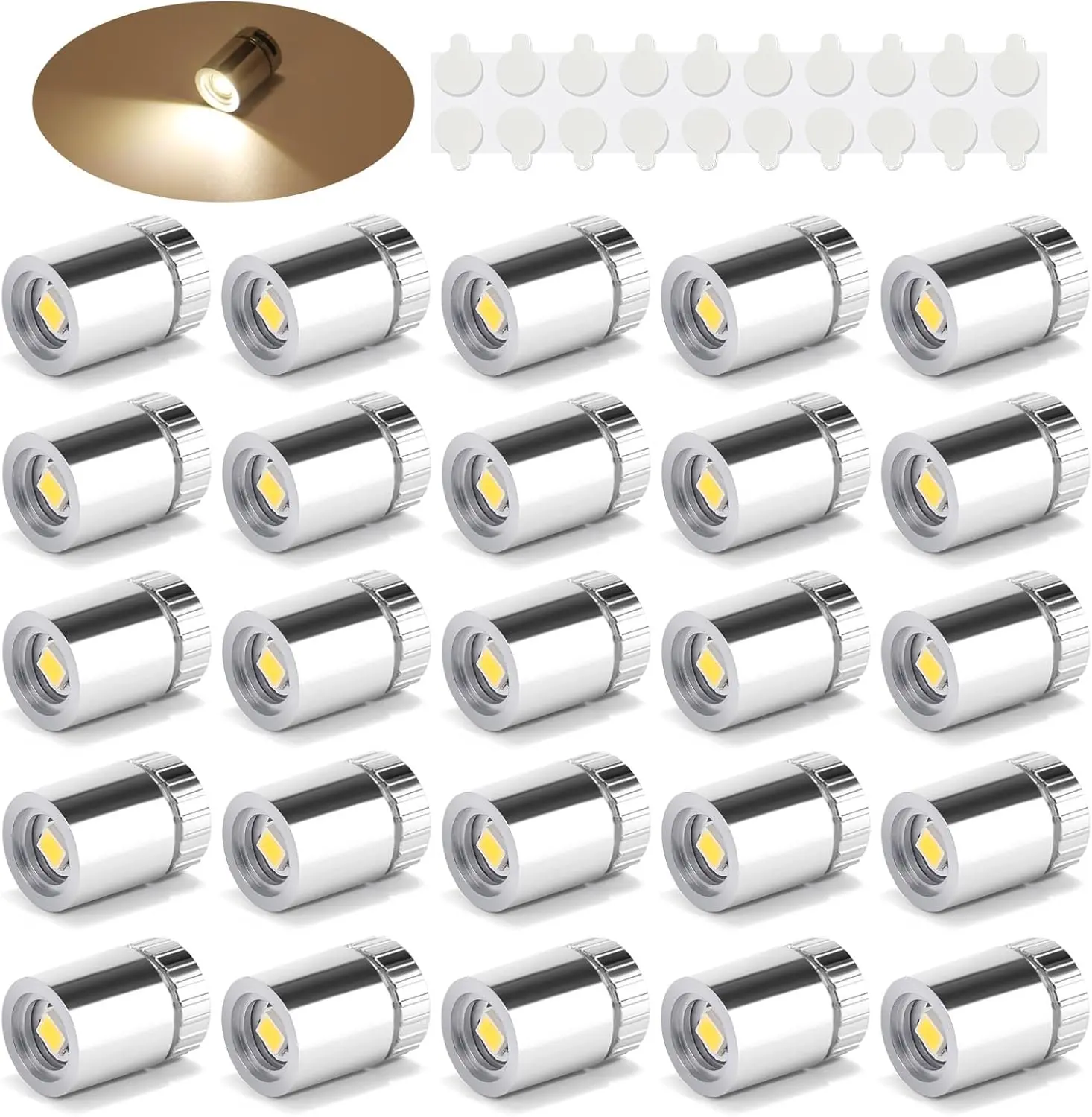 TAYSING 20-Pack Compact Dimmable Warm White Battery-Operated LED Small Spotlights, Cordless Lighting Fixture for Artwork, Display Cases, Small Spaces, Indoor Plants (Batteries Not Included)