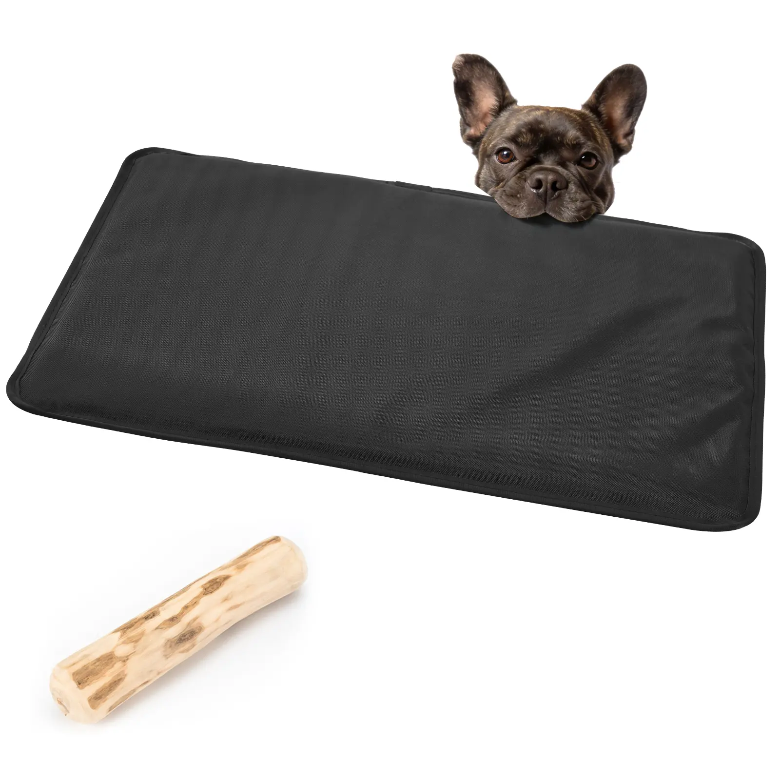 RYNVALE STUDIO Chew Proof Dog Bed Small Sized Dog, Indestructible Chew Resistant Dog Crate Mat, Machine Washable & Waterproof Durable Kennel Mat for Teething Puppies, Black