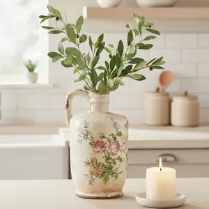 10” Tuscan Ceramic Floral Print Pitcher