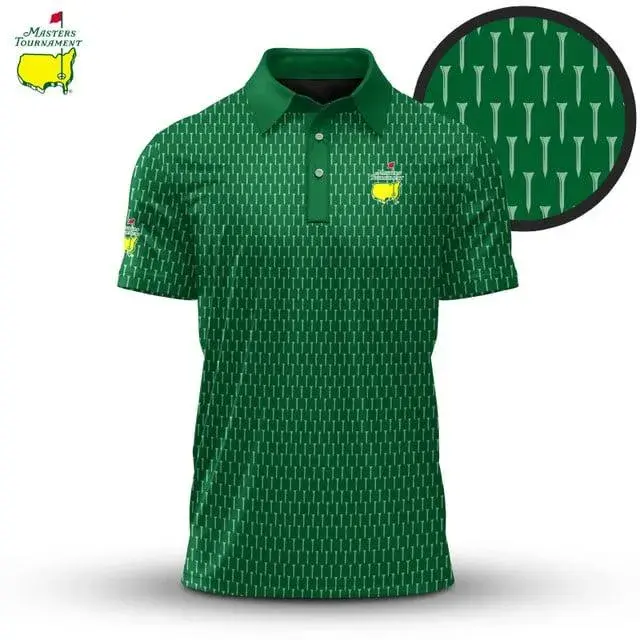 Green White Golf Tees Masters Polo Shirt Performance Short Sleeve Print Outdoor Sports
