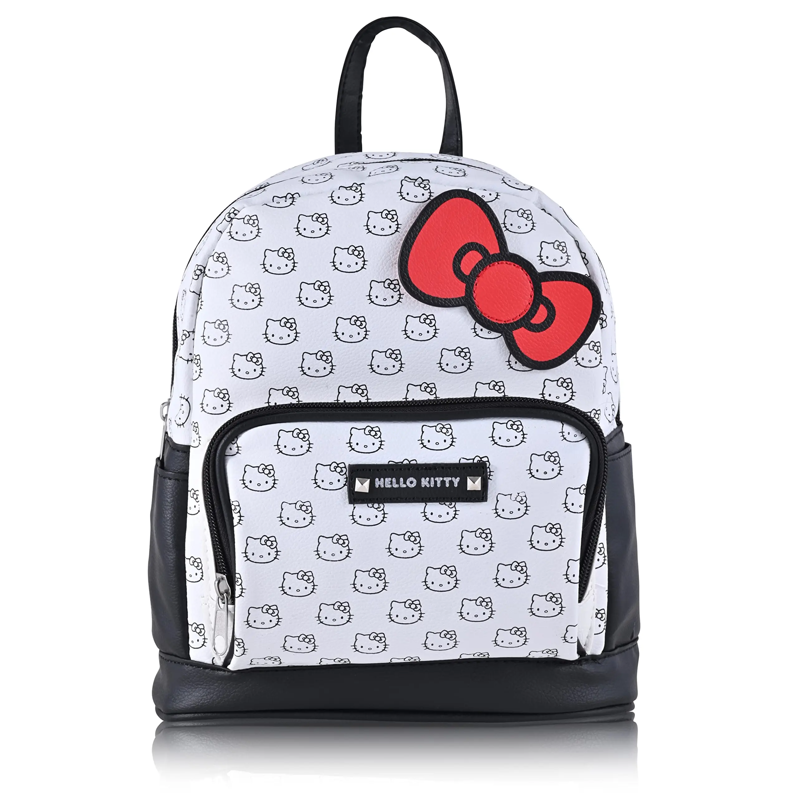 Fast Forward Hello Kitty Mini Backpack for Adults and Teens | Womens Purse Faux Leather Double Strap Shoulder Bag (White)
