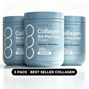 (Flash Sale 3 Bottles) NeoCell Collagen Peptides Powder 20oz - Grassfed Protein Supplement - Advanced with 18 Essential Amino Acids