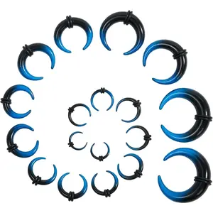 18 count Septum Tapers  Pincher Kit C Shape Buffalo Gauges Stretching Expander Rings for Nose and Ear Size 14G-00G