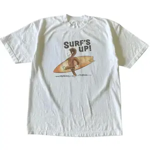 Curious George Surfs Up T-Shirt, Animal Tee, Cartoon Tshirt, Gifts Shirt, Unisex Graphic Tees Gothic Grunge Emo Scene Amity Affliction Style Clothes Men Women Streetwear Summer