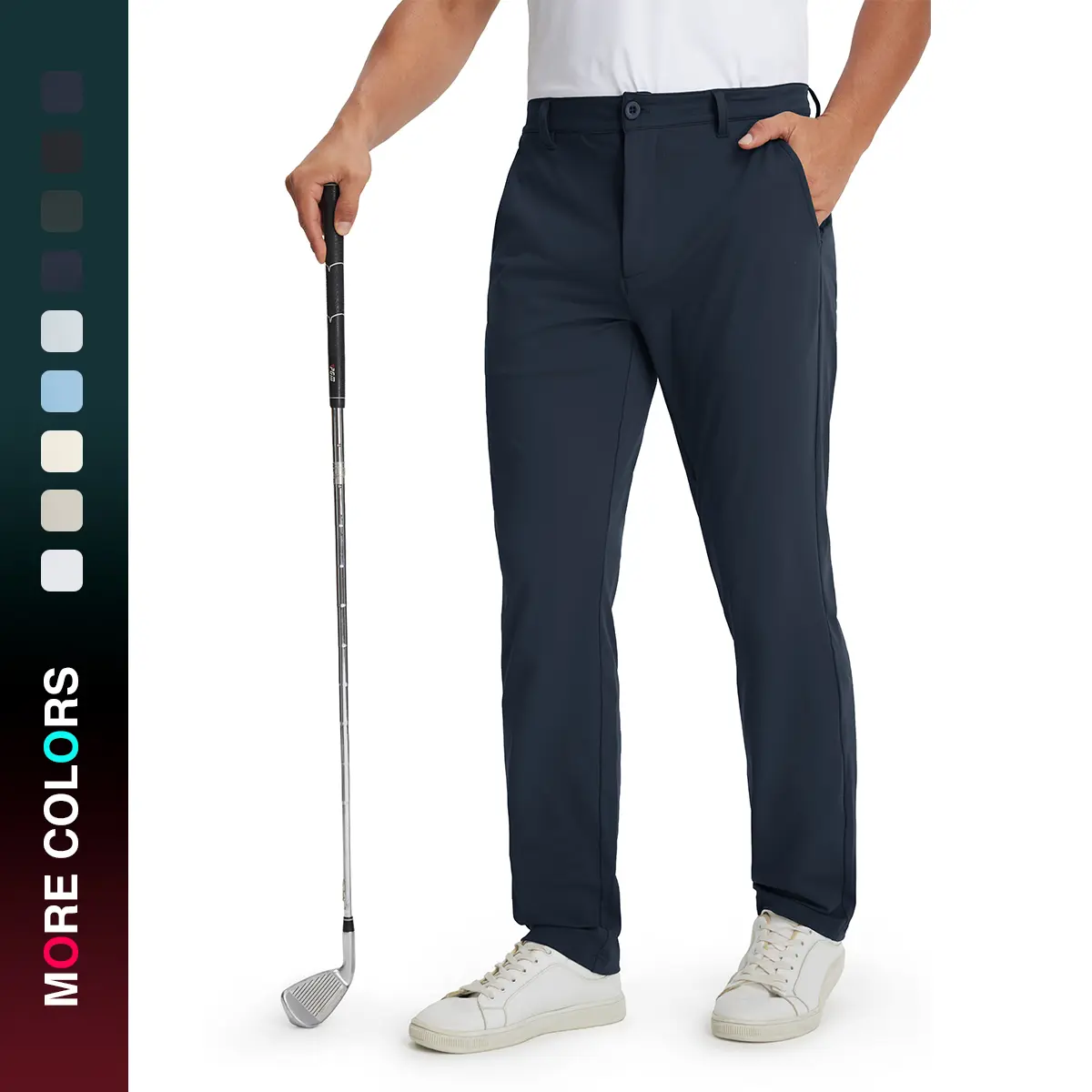 MAELREG Golf Mens Stretch Pants with Pockets - 30"/32"/34" Quick Dry Lightweight Casual Comfy Work Mens Dress Pants
