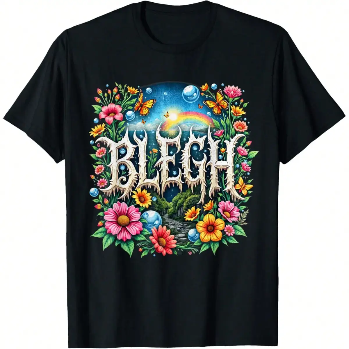 Women's Oversized Cotton Shortsleeve Top, Cute Deathcore Metalcore Blegh Print, Summer Casual Street Hip Hop Style, Comfortable Breathable Soft Slightly Stretchy Fabric, Tshirt