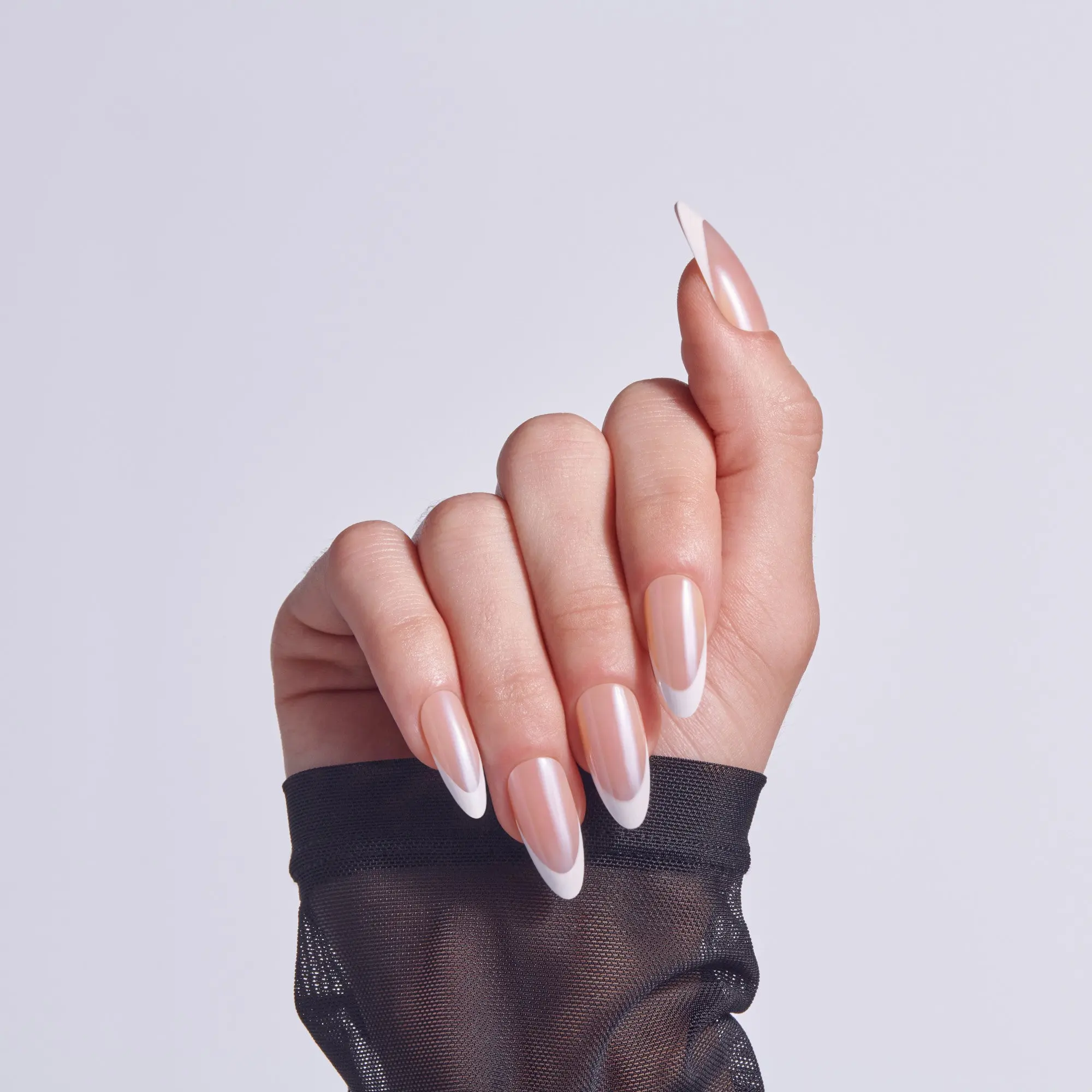 Kiss Core French Press On Fake Glue Nails - Fascinating | French Tips, White, Long, Almond
