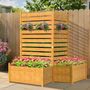 #Summervibes ABORON Air Conditioner Fence, Outdoor Decorative Fences with Planter Box, Trash Can Privacy Screens for Outside, Pool Equipment Enclosure Panels No Dig