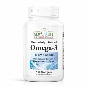 New Life Omega-3 2000mg Fish Oil Concentrate 100 Softgels for Cardiovascular Support & Cholesterol Regulation Essential Fatty Acids for Health