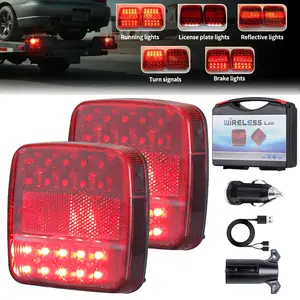 Dazone 7 Pin LED Magnetic Wireless Trailer Tail Lights Kit IP65 Waterproof For Towing Truck Camper RV Boat